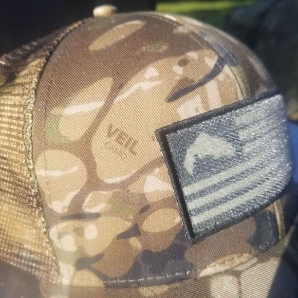 Simms Men's Fishing Tactical Trucker Hat Hunting  - Riparian Camo U.S Flag NWT - Picture 3 of 6